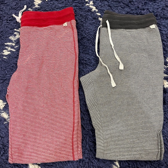 Eddie Bauer Striped Pajama Pants Set of 2 Red and Gray - Picture 1 of 9